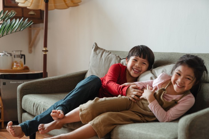 Children on couch