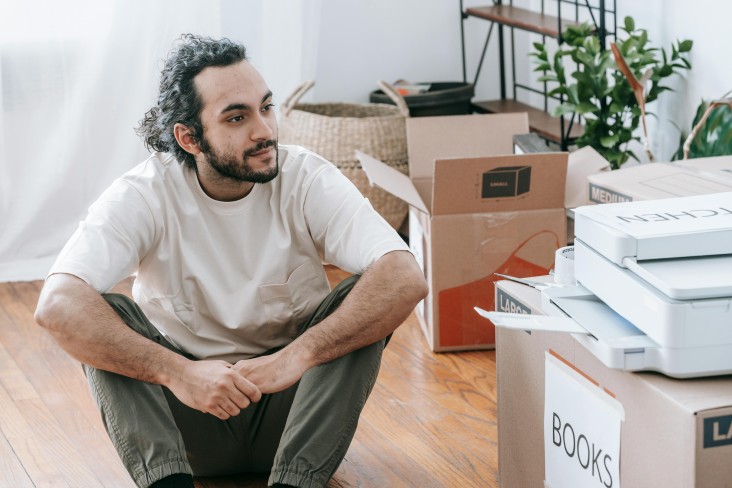 Guy with moving boxes